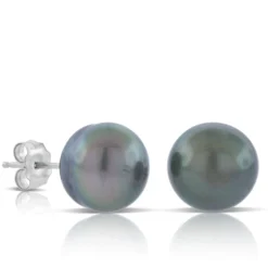Cultured South Sea Tahitian Pearl Stud Earrings, 14K White Gold