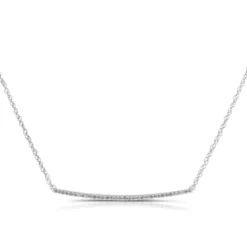 Curved Diamond Bar Necklace 14K