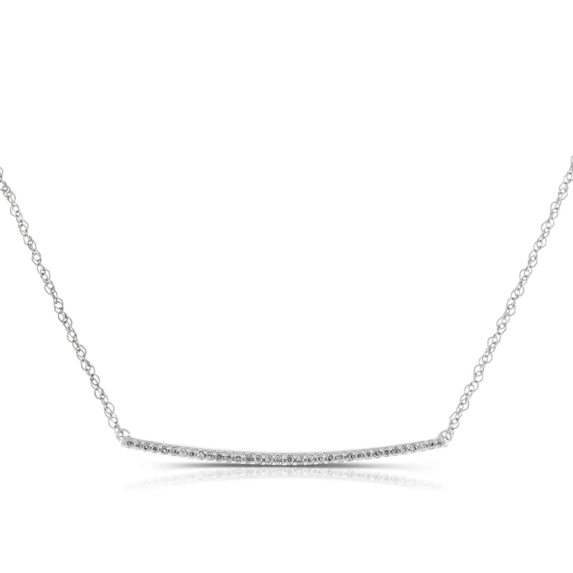 Curved Diamond Bar Necklace 14K