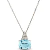 Cushion Aquamarine & Diamond Pyramid Necklace 14K