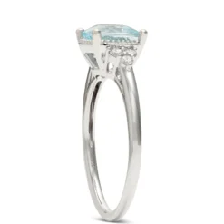 Cushion Aquamarine & Diamond Rings 14K