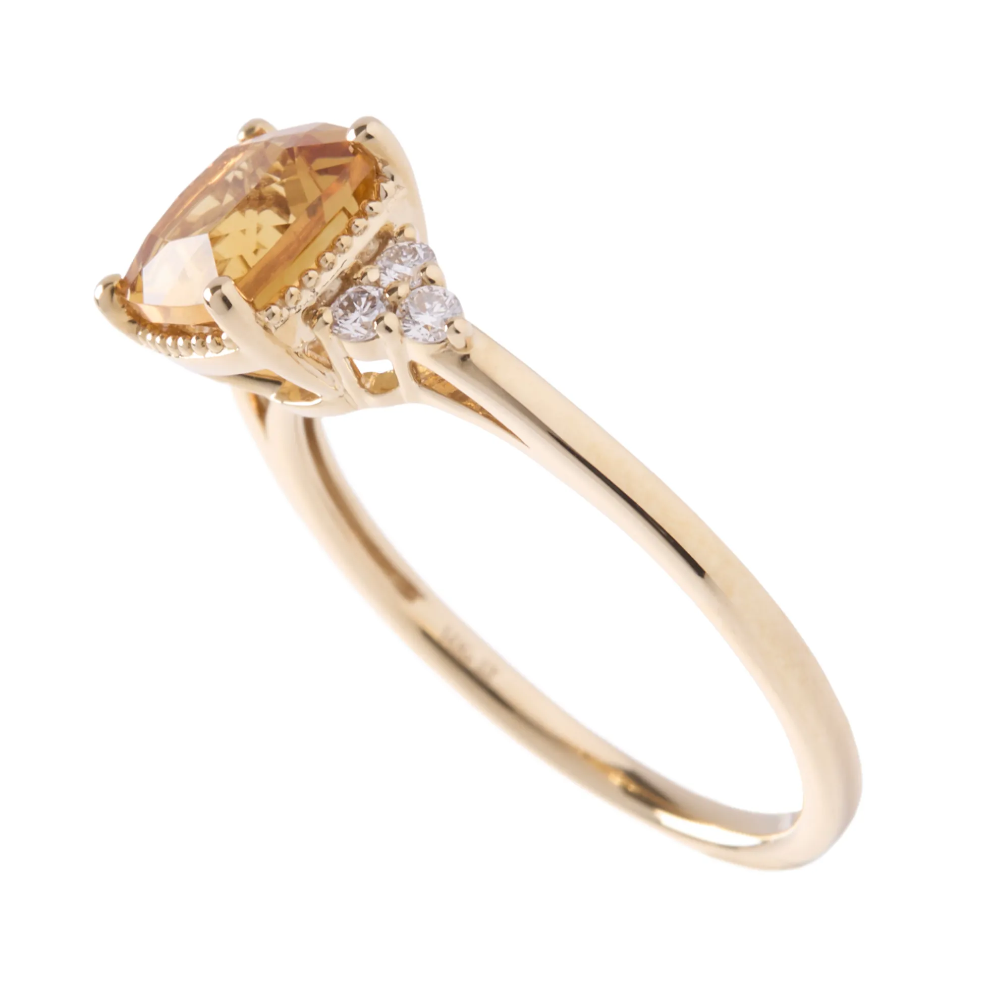 Cushion Citrine and Diamond Ring, 14K Yellow Gold
