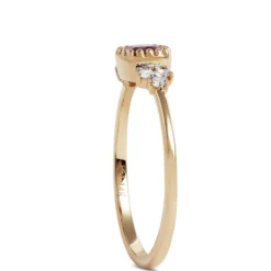 Cushion Cut Amethyst and Diamond Ring, 14K Yellow Gold