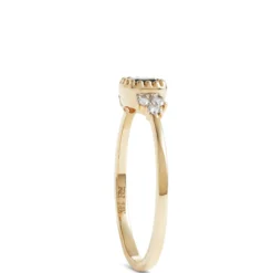 Cushion Cut Blue Topaz and Diamond Ring, 14K Yellow Gold