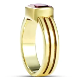Cushion Cut Garnet Ring, 14K Yellow Gold