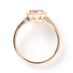 Cushion Cut Morganite and Round Diamond Ring, 14K Rose Gold
