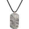 Damascus Dog Tag Pendant on Black Stainless-Steel Chain