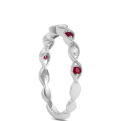 Diamond and Ruby Ring, 14K White Gold