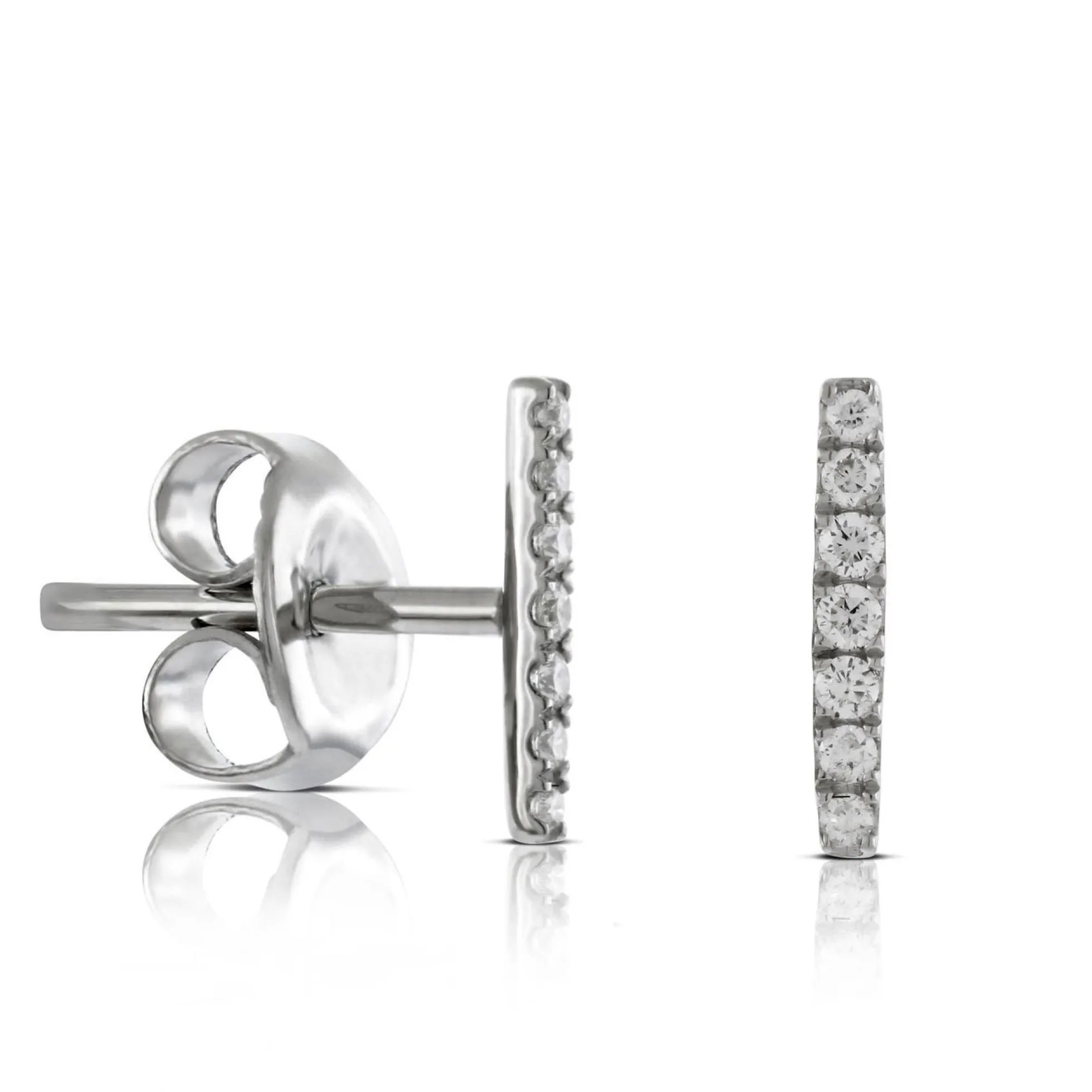 Diamond Bar Stud Earrings 14K