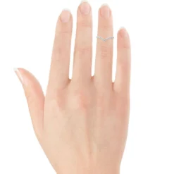 Diamond Chevron Midi Ring 14K