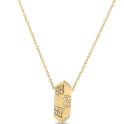 Diamond Circle Pendant, 14k Yellow Gold