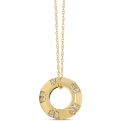Diamond Circle Pendant, 14k Yellow Gold