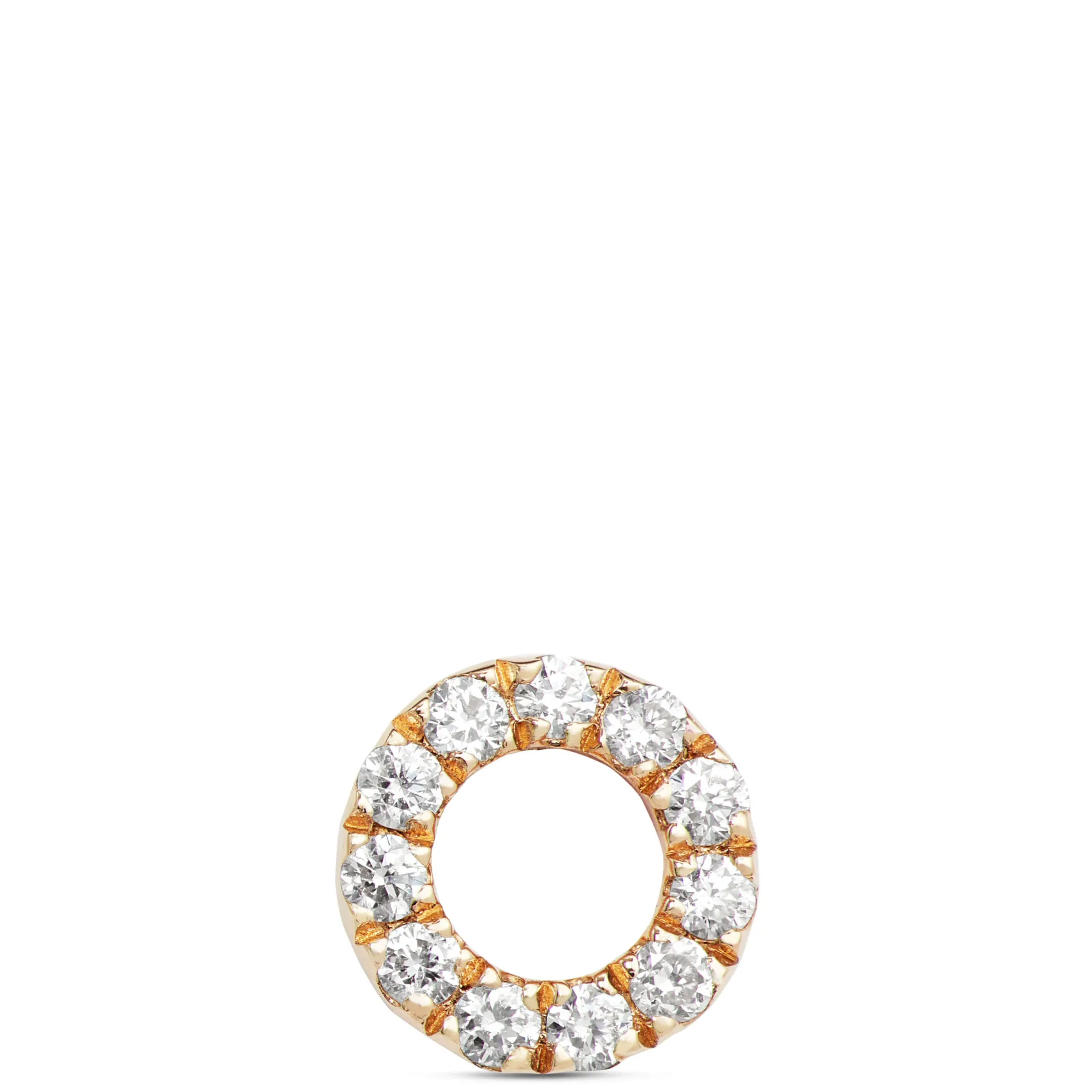 Diamond Circle Single Stud Earring, 14K Yellow Gold