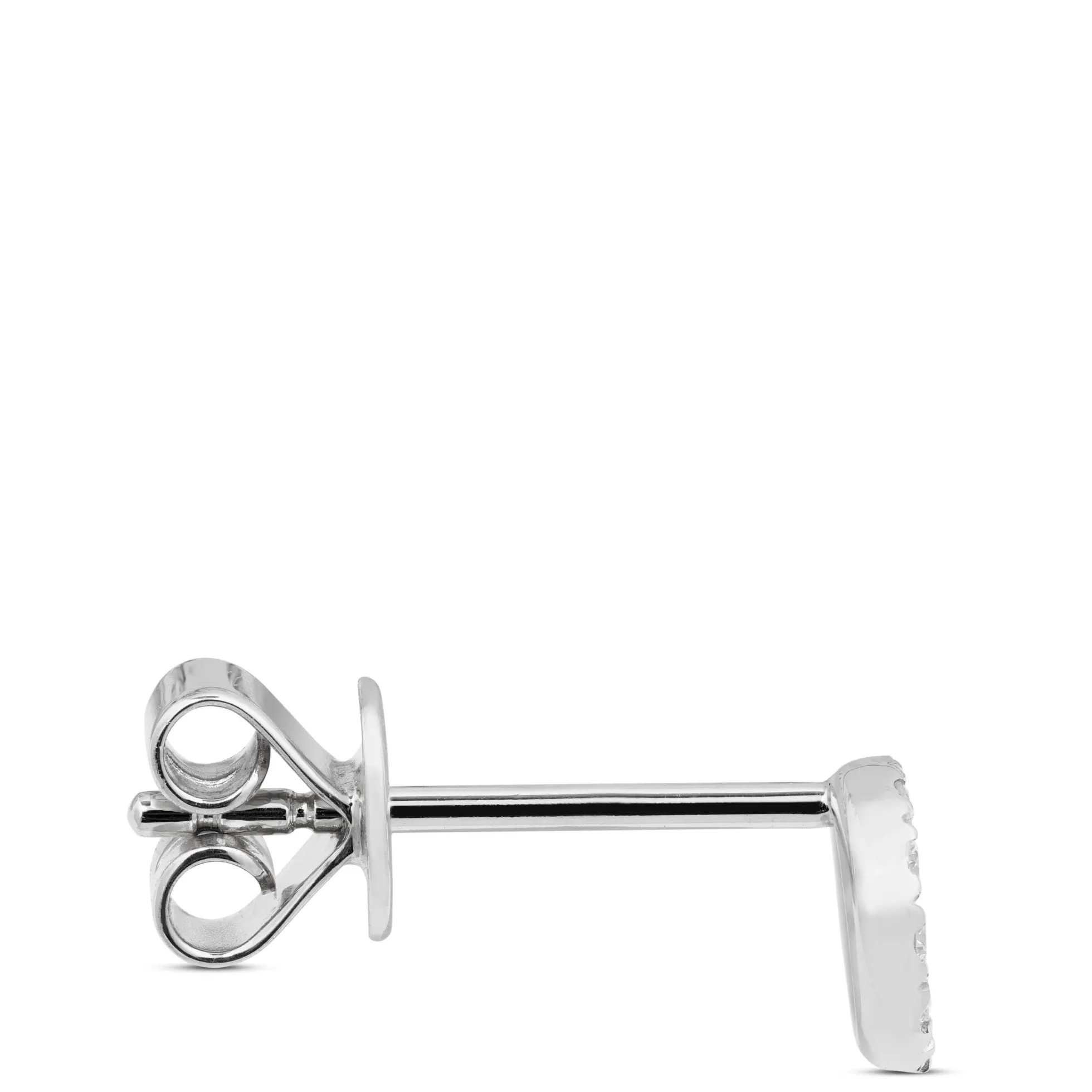 Diamond Circle Single Stud Earring, 14K White Gold