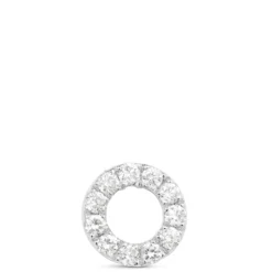 Diamond Circle Single Stud Earring, 14K White Gold