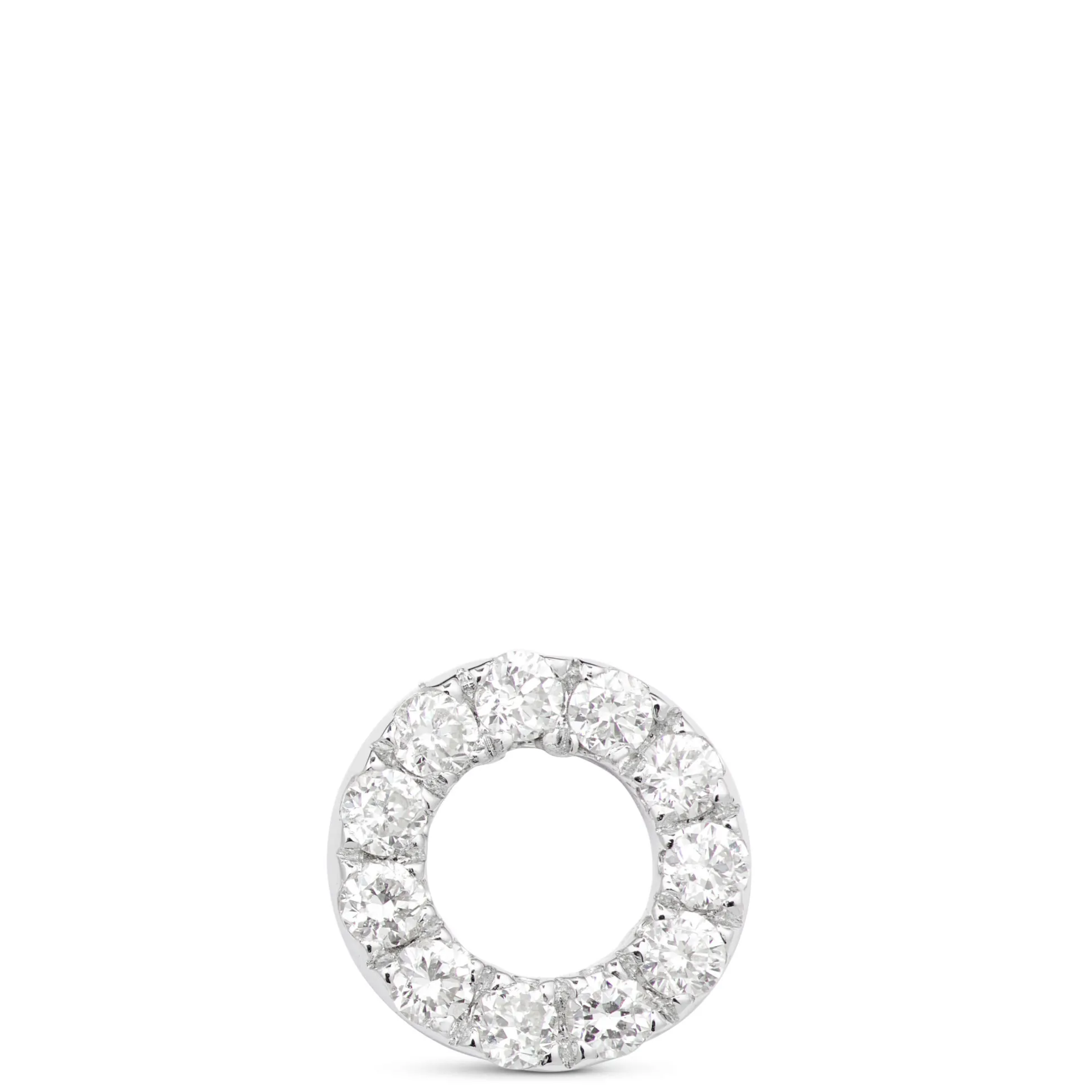 Diamond Circle Single Stud Earring, 14K White Gold