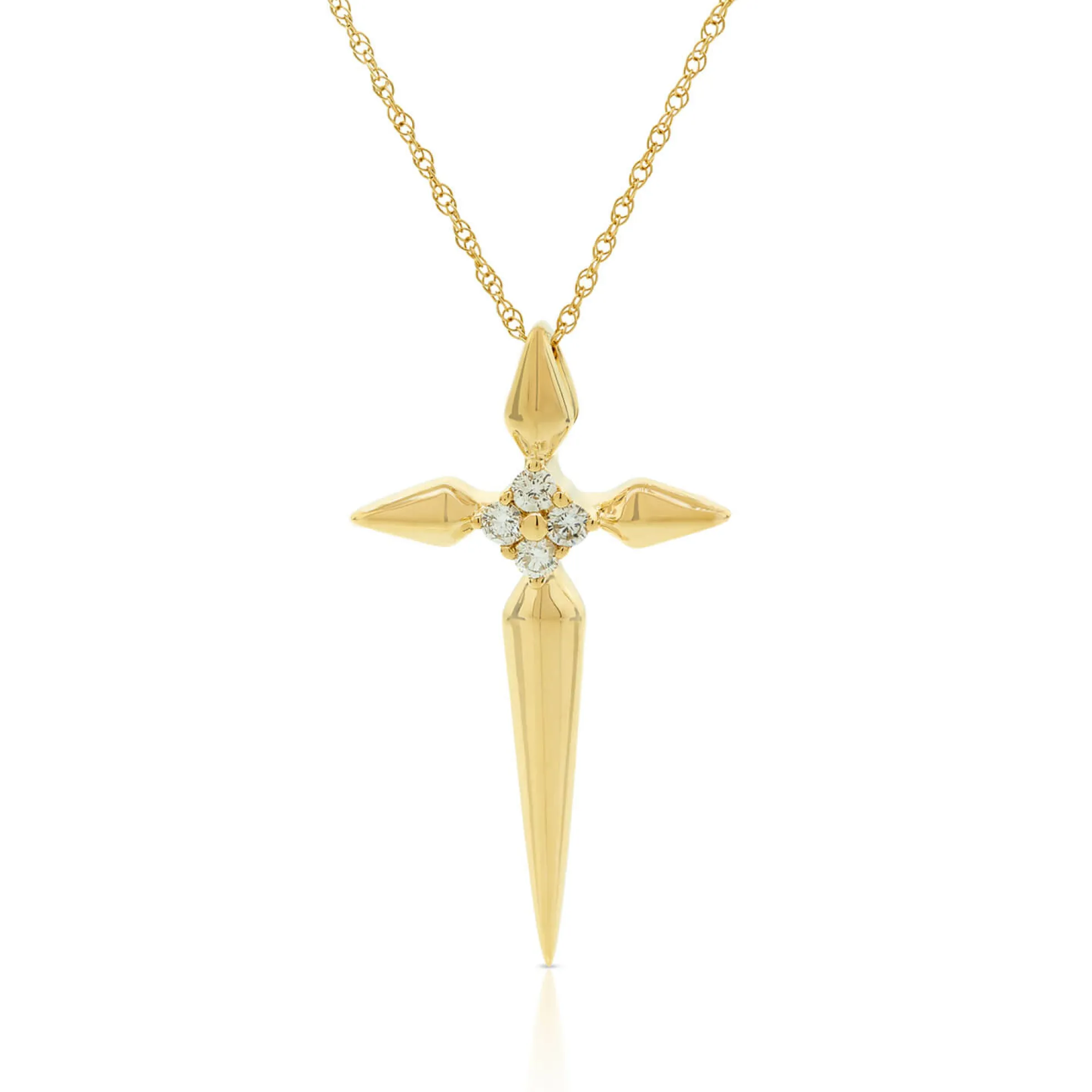 Diamond Cluster Cross Necklace 14K