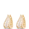 Diamond Cluster Earrings, Open Leaf Pattern, 2 Total Carat Weight, 14K Yellow Gold