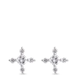 Diamond Cluster Studs, 14K White Gold