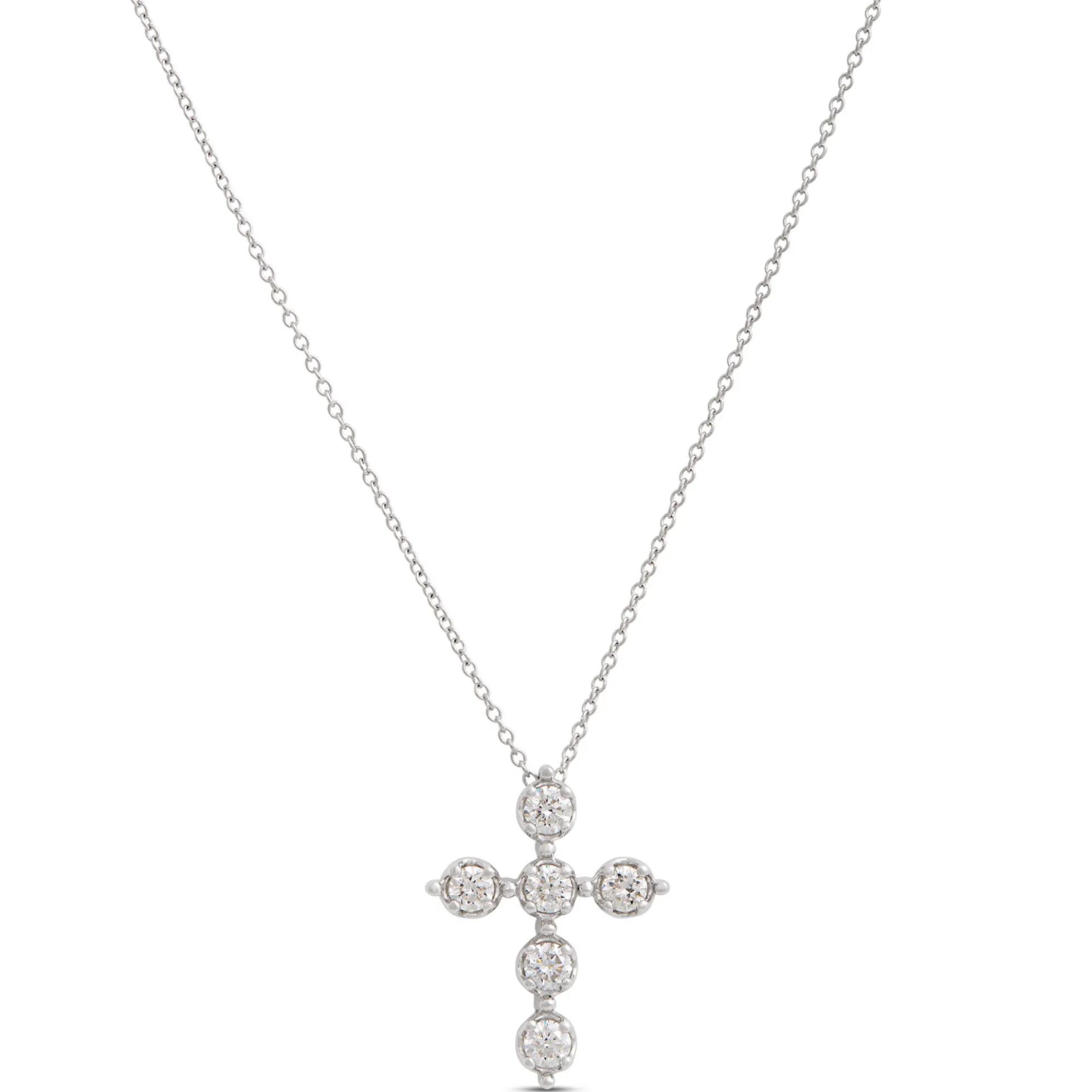 Diamond Cross Necklace, 14K White Gold
