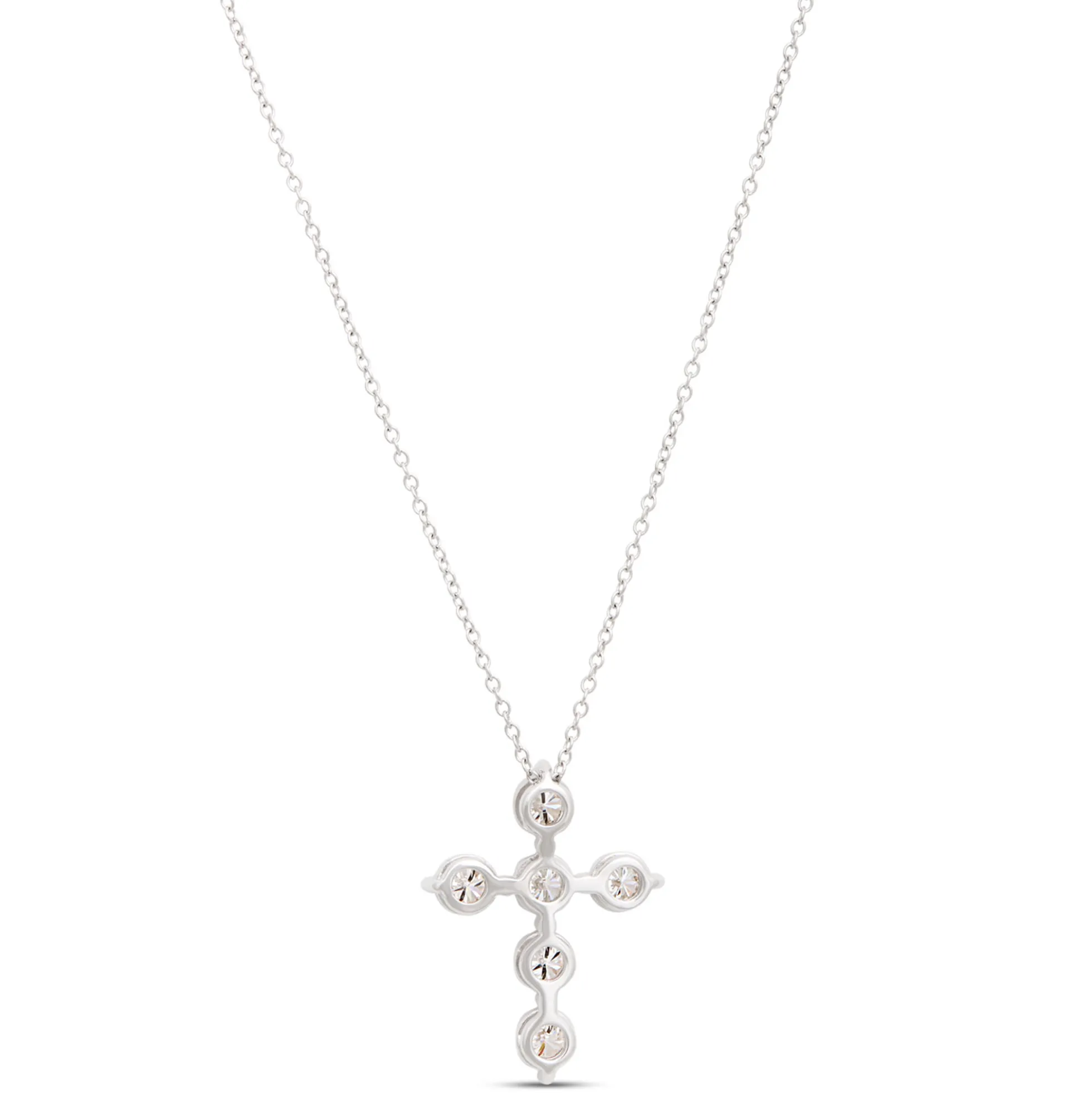 Diamond Cross Necklace, 14K White Gold