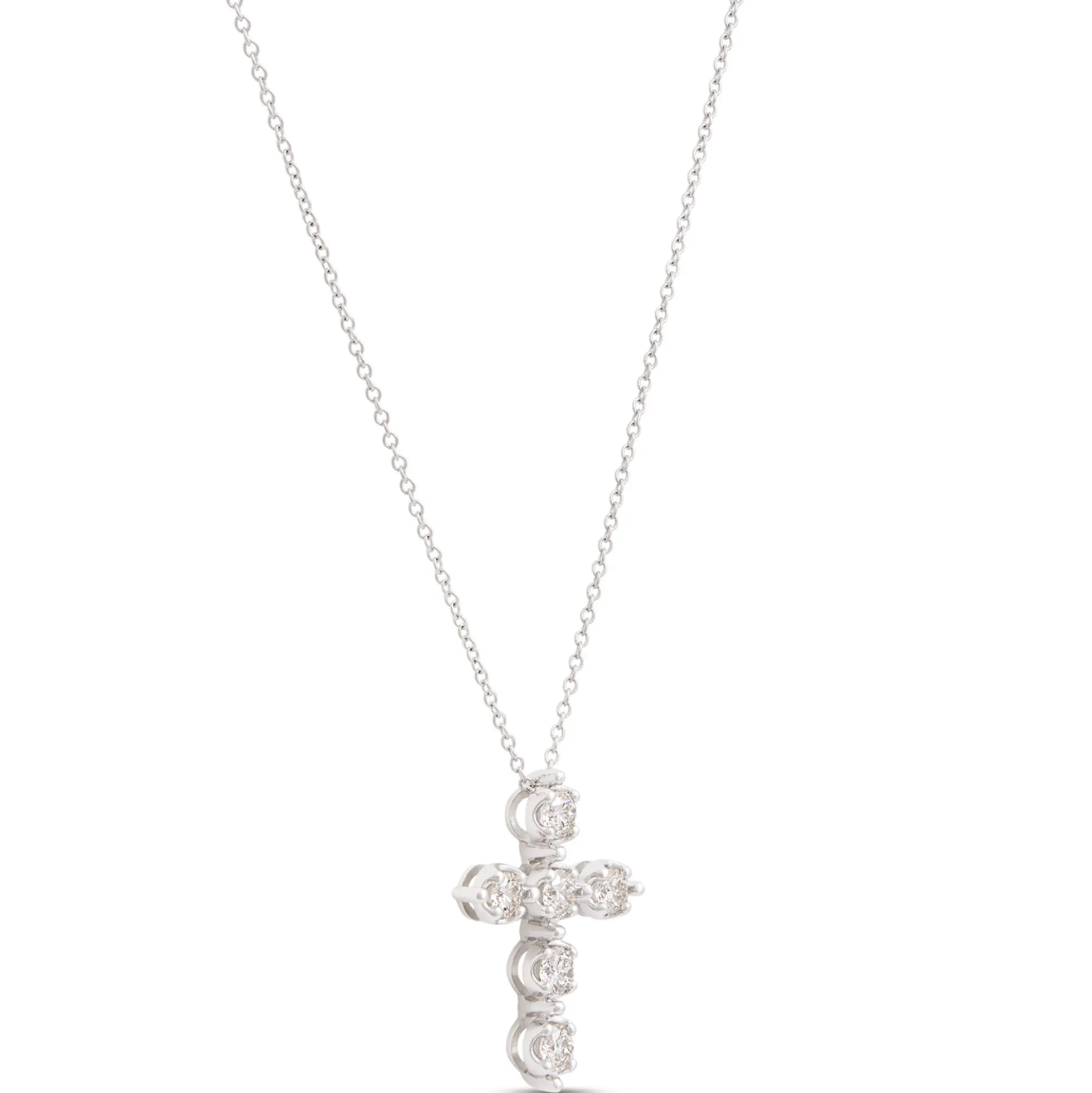 Diamond Cross Necklace, 14K White Gold