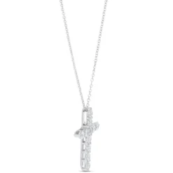 Diamond Cross Pendant, 14k White Gold