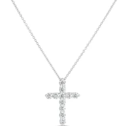 Diamond Cross Pendant, 14k White Gold