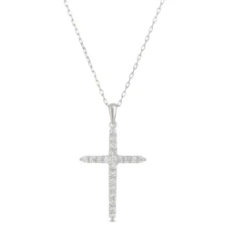 Diamond Cross Pendant, 14K White Gold