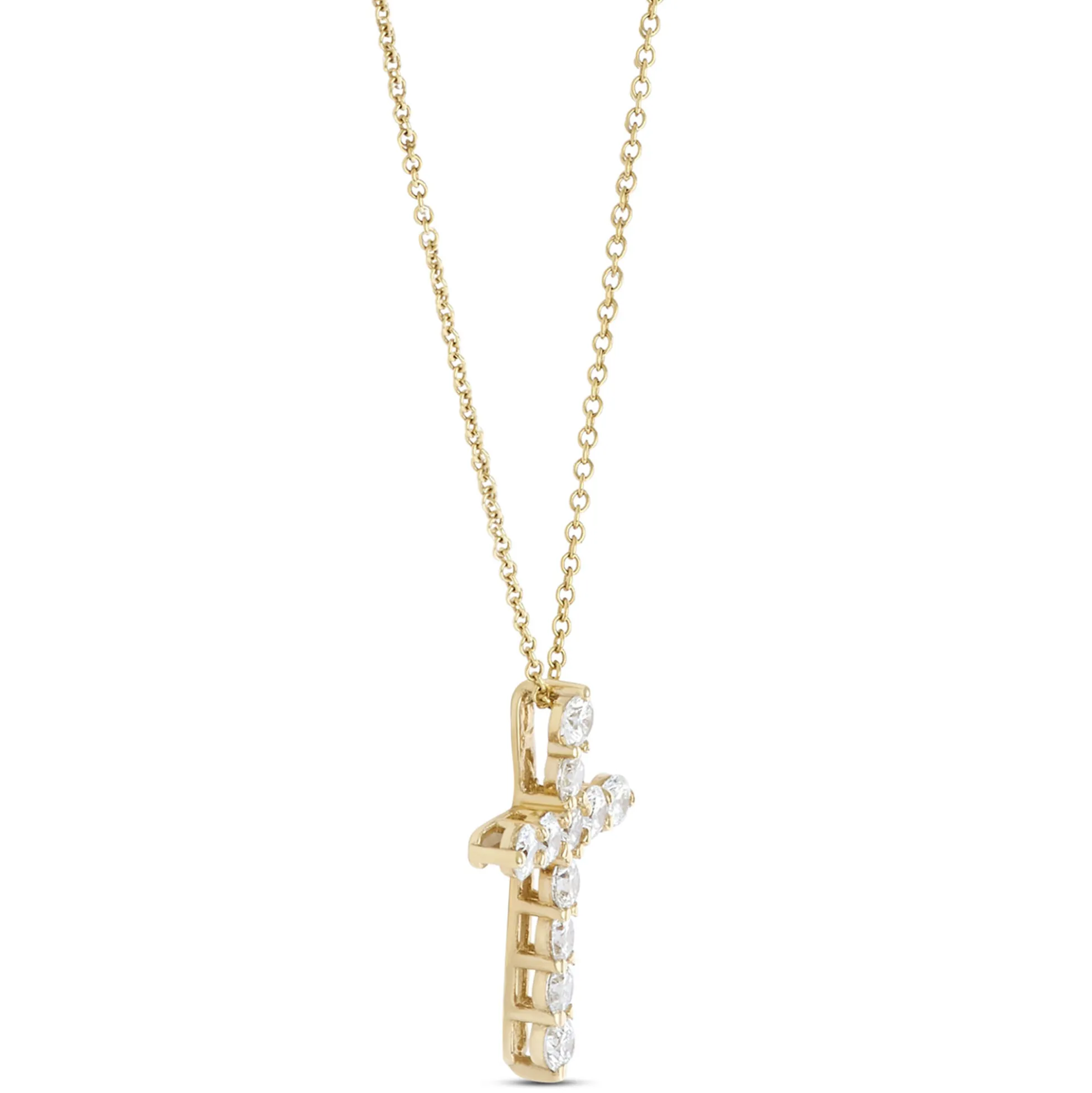 Diamond Cross Pendant, 14K Yellow Gold