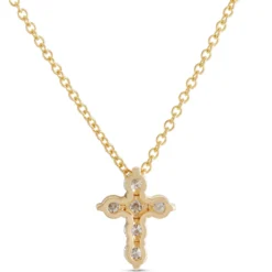 Diamond Cross Pendant, 14K Yellow Gold