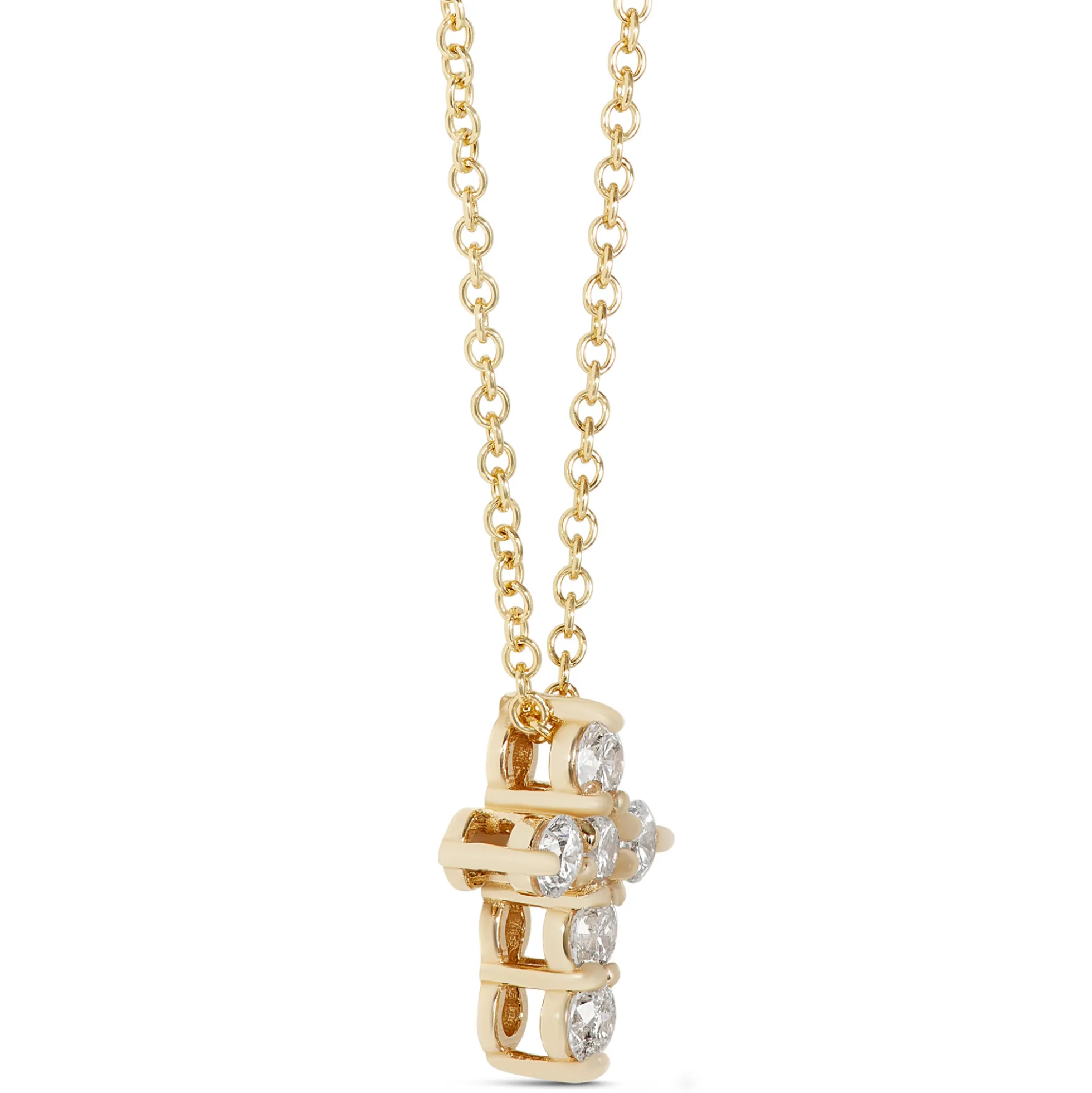 Diamond Cross Pendant, 14K Yellow Gold
