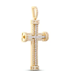 Diamond Cross Pendant, 1 Total Carat Weight 14K Yellow Gold
