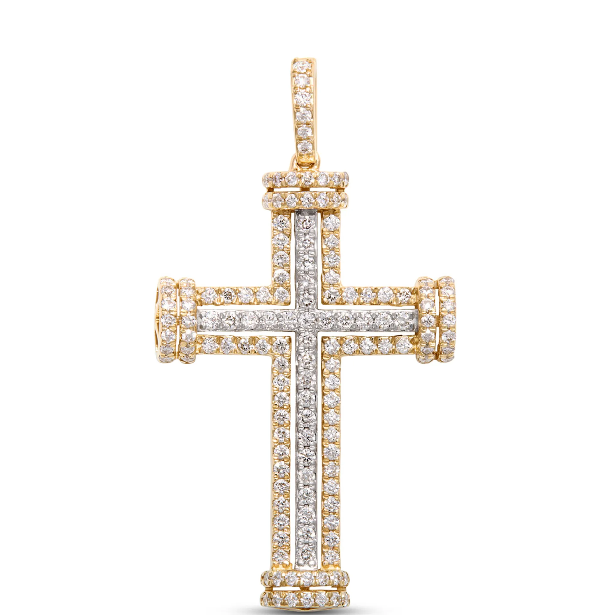 Diamond Cross Pendant, 1 Total Carat Weight 14K Yellow Gold