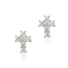 Diamond Cross Studs, 14K White Gold