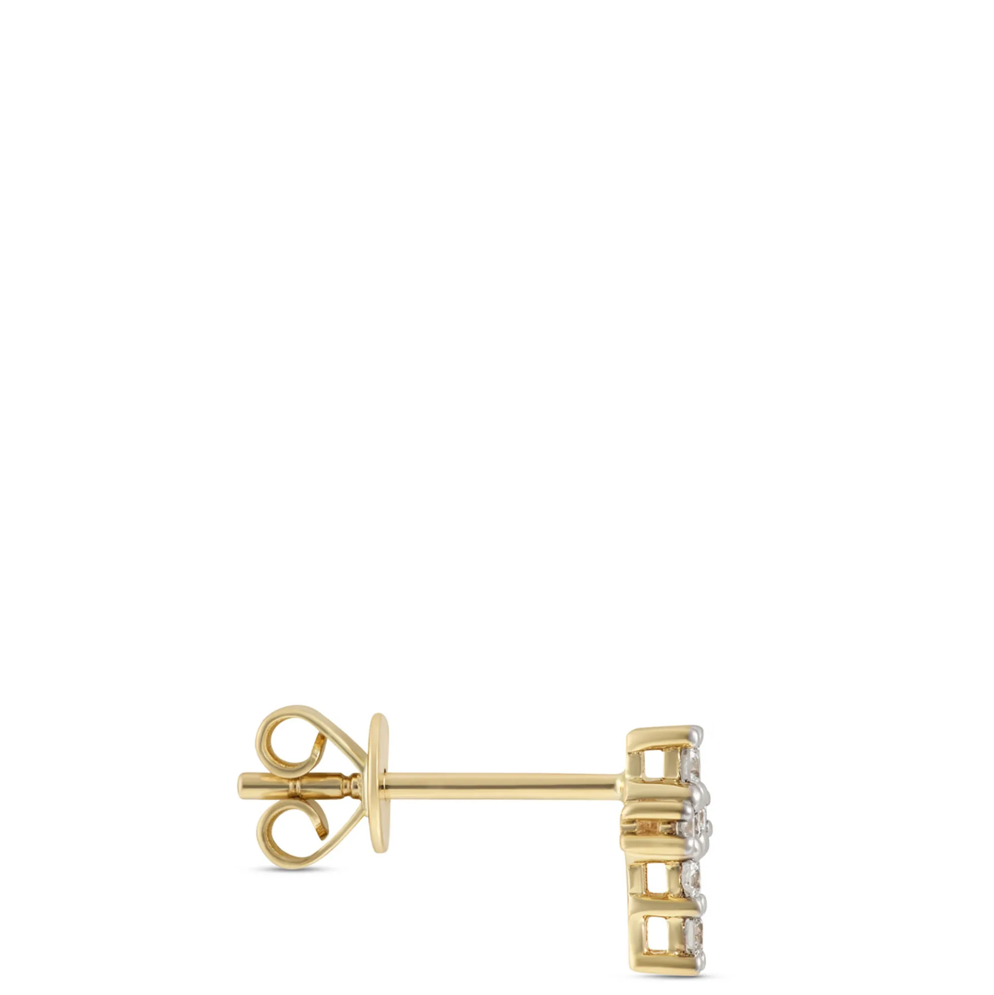 Diamond Cross Studs, 14K Yellow Gold