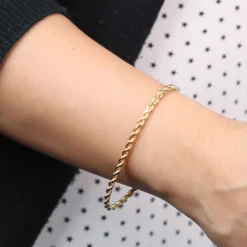 Diamond Cut Rope Bracelet 14K, 7.5"