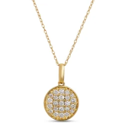 Diamond Disk Pendant, 14K Yellow Gold