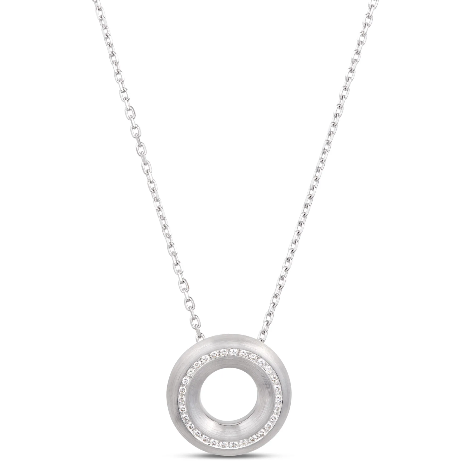 Diamond Donut Pendant, Sterling Silver