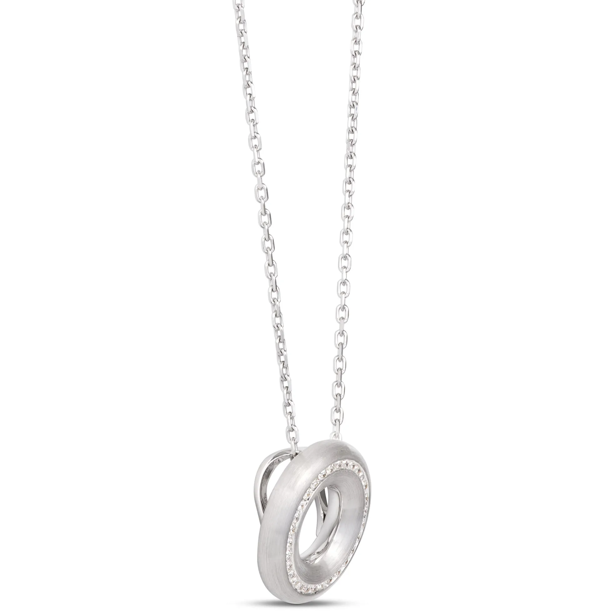 Diamond Donut Pendant, Sterling Silver