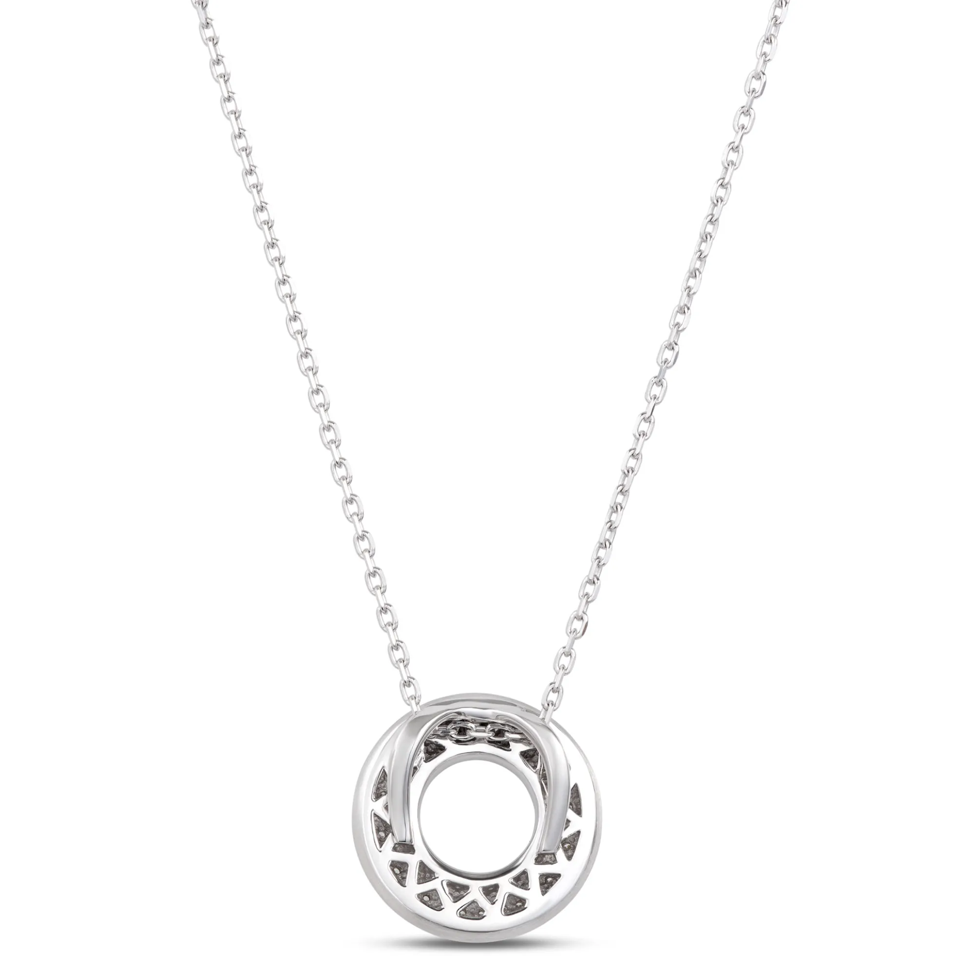 Diamond Donut Pendant, Sterling Silver