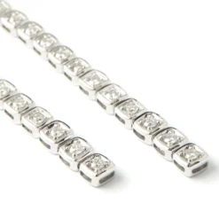 Diamond Drop Earrings, 14K White Gold