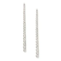 Diamond Drop Earrings, 14K White Gold