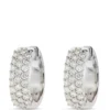 Diamond Encrusted Hoop Earrings, 14K White Gold
