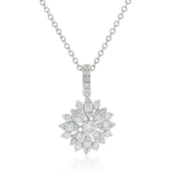 Diamond Floral Burst Necklace 14K