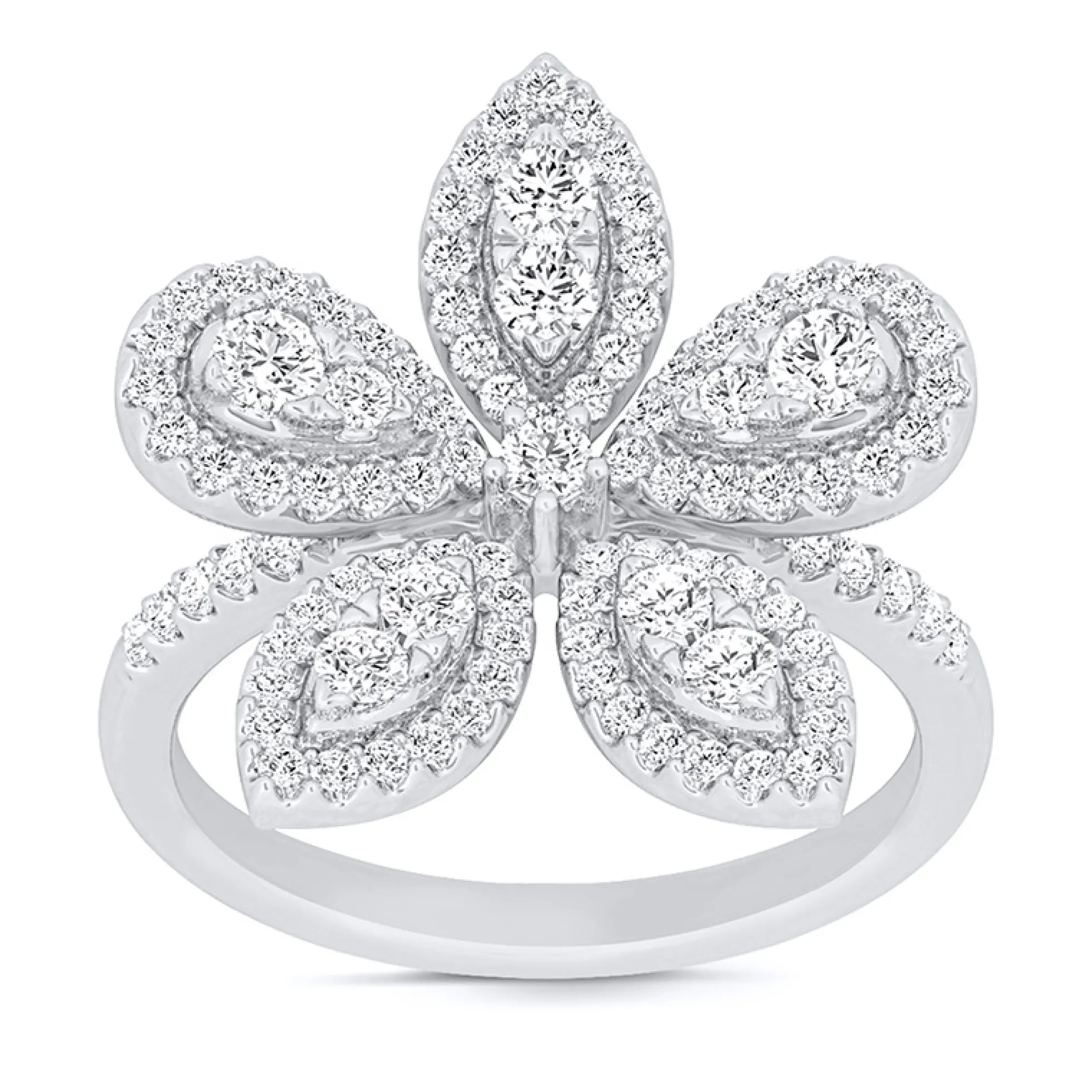 Diamond Flower Band, 14K White Gold