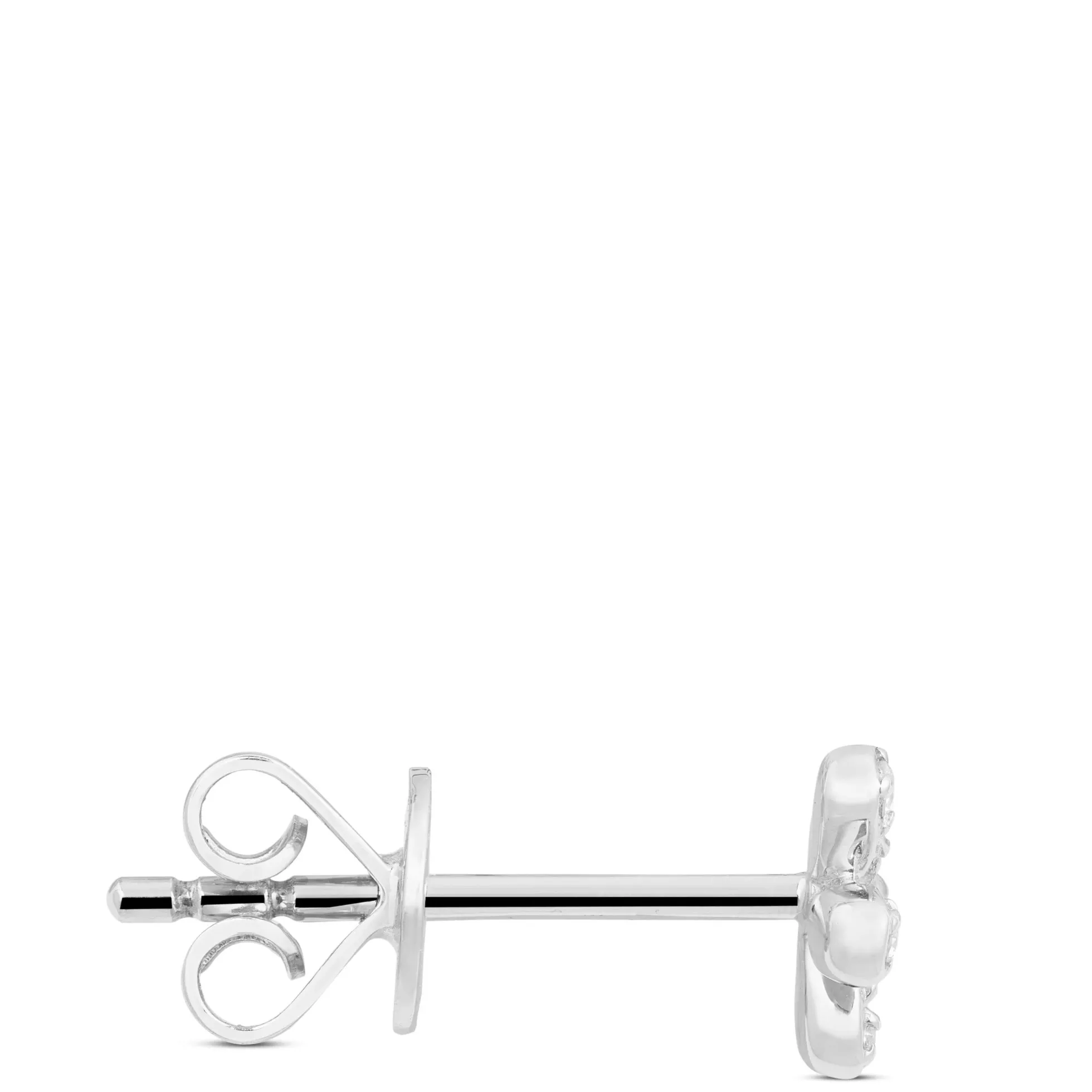 Diamond Flower Single Stud Earring, 14K White Gold