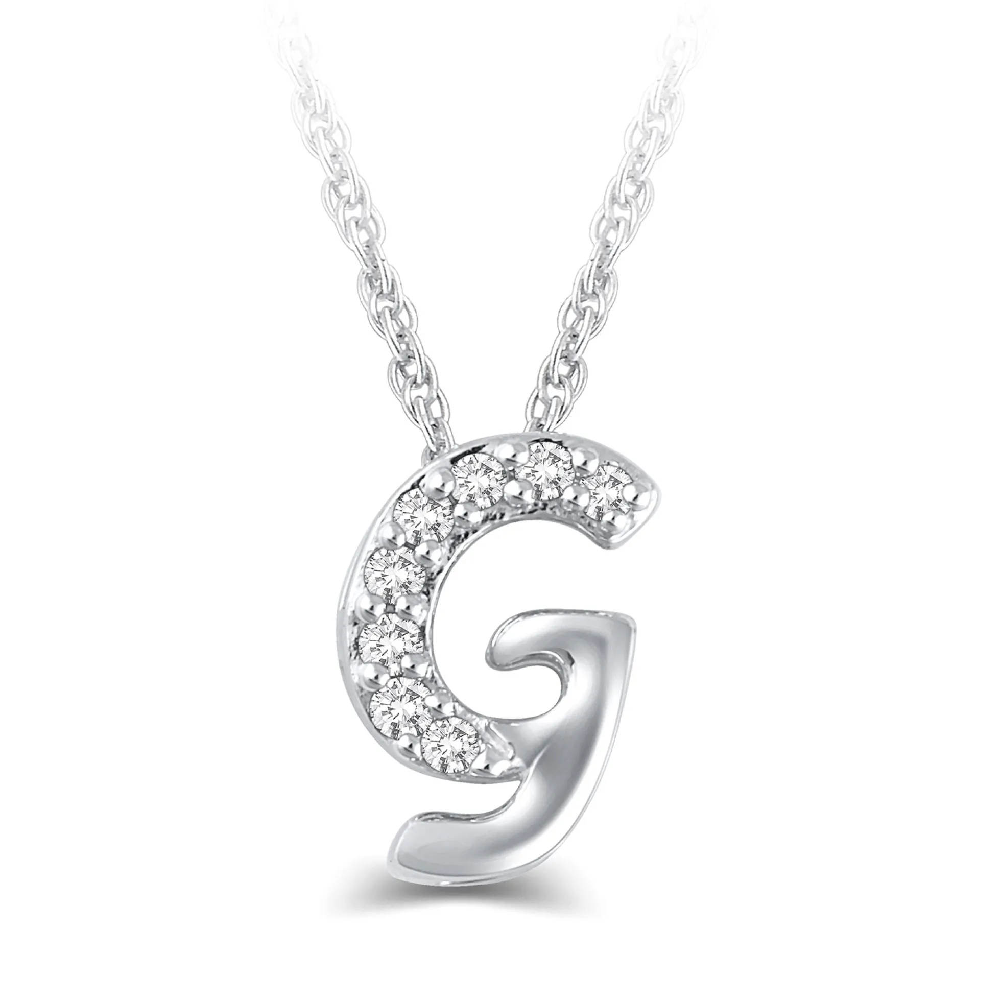 Diamond "G" Initial Pendant 14K