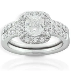 Diamond Halo Bridal Set 14K