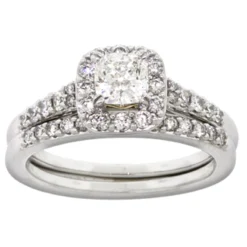 Diamond Halo Bridal Set 14K